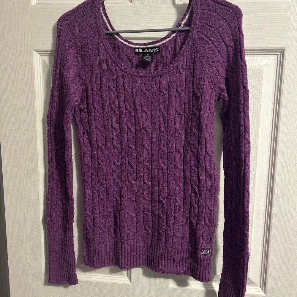 Purple Cable Knit Sweater